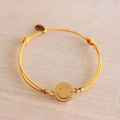 Elastisches Armband mit Smiley – gelb/gold