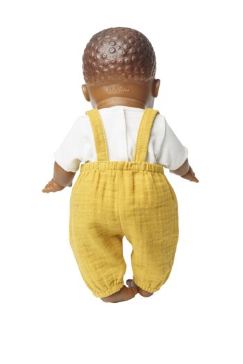 Salopette de poupée en coton 100% biologique, jaune miel, avec t-shirt blanc, 2 pièces, taille. 35-45cm 7