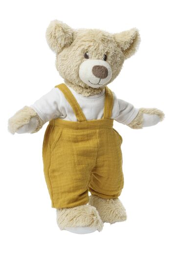 Salopette de poupée en coton 100% biologique, jaune miel, avec t-shirt blanc, 2 pièces, taille. 35-45cm 8