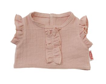 Jupe portefeuille de poupée avec haut à volants en 100% coton biologique, rosé, 2 pièces, taille. 35-45cm 6