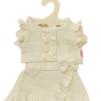 Doll's wrap skirt with ruffle top made from 100% organic cotton, ecru, 2-piece, size 35-45cm