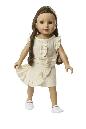 Jupe portefeuille de poupée avec haut à volants en 100% coton biologique, écru, 2 pièces, taille. 35-45cm 4