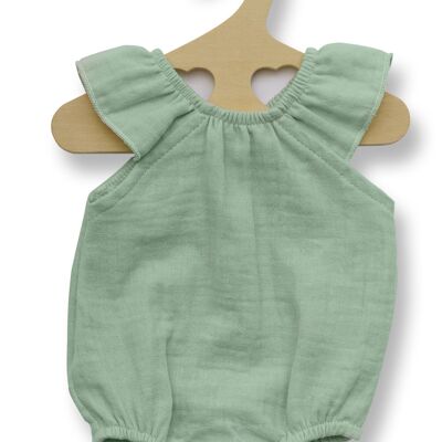 Doll bodysuit with ruffles made from 100% organic cotton, mint, size 35-45cm