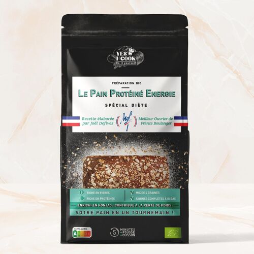 Préparation pour pain bio protéiné 20% | Lower carb | Au konjac favorisant la perte de poids | Pour Paléo, Kéto | Riche en fibre | Sans sucre ajouté | Aux farines IG bas | Ultra rassasiant | 600g