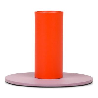 6cm Two-Tone Orange Flame & Venetian Pink Metal Candleholder
