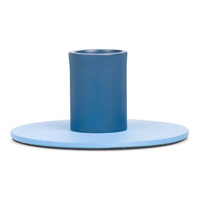 Klein 4 cm / 1.5'' zweifarbiger Kerzenhalter aus Metall in Nanking-Blau und Mitternachtsblau