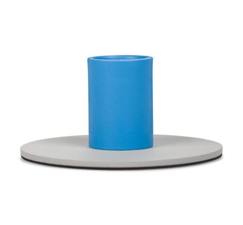 Small 4cm / 1.5'' Two-Tone Gull Grey & Nanking Blue Metal Candleholder