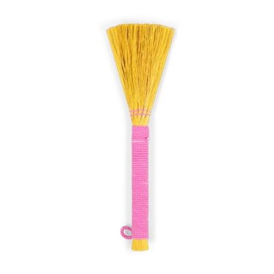 Brosse en jonc de mer en rose Neyron et jaune toscane