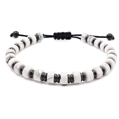 Black steel bracelet - white howlite