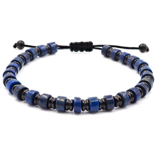 Bracelet en acier noir - lapis lazuli