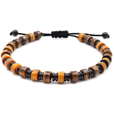 Black steel bracelet - tiger's eye