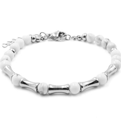Steel bracelet - white howlite