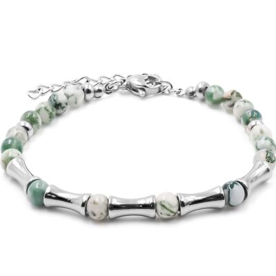 Steel bracelet - green jasper