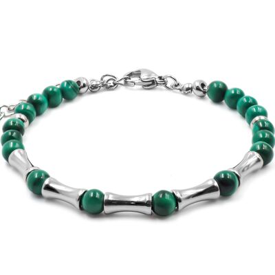 Bracelet en acier - malachite