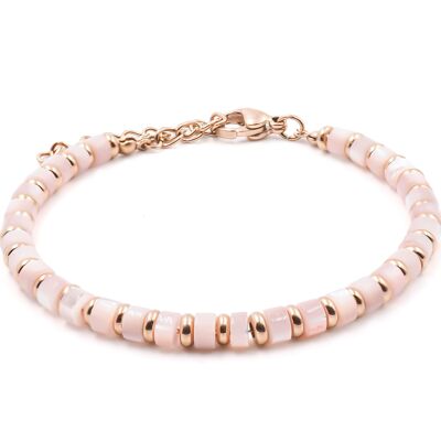 Golden steel bracelet - tinted mother-of-pearl