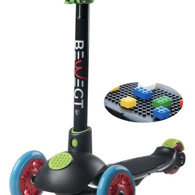 3 rollers children's scooter with building blocks from 2 years