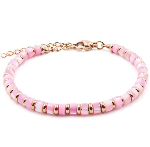 Bracelet en acier rosé - nacre teintée