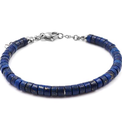 Bracelet en acier - lapis lazuli