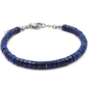 Bracelet en acier - lapis lazuli