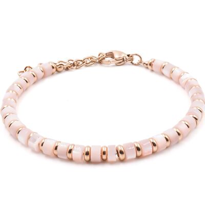 Pink steel bracelet - tinted mother-of-pearl