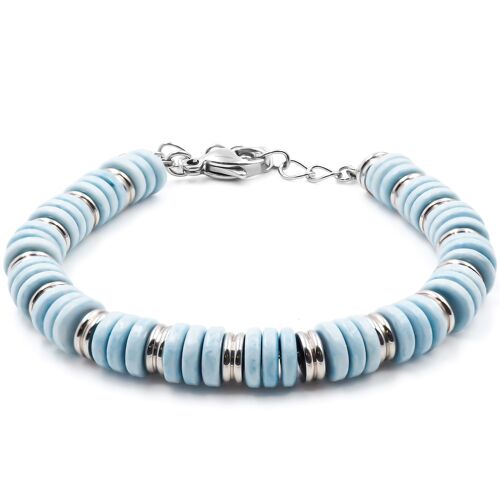 Bracelet en acier - minerai oxydé teinté bleu