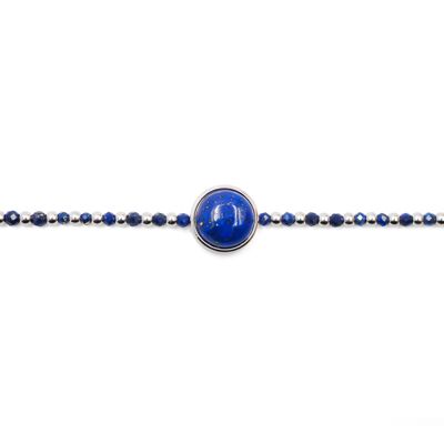 Steel bracelet - lapis lazuli - cabochon