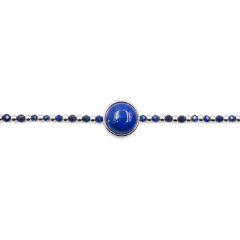 Bracelet en acier - lapis lazuli - cabochon