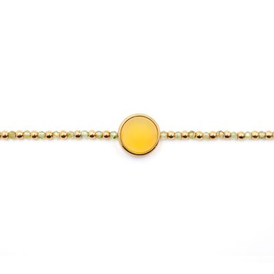 Golden steel bracelet - quartz, yellow agate cabochon