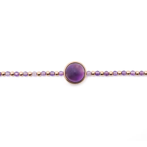 Bracelet en acier rosé - améthyste - cabochon