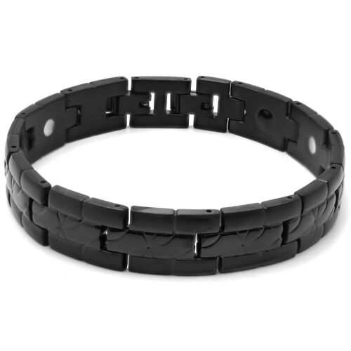 Bracelet en acier magnétique noir - fibre de carbone