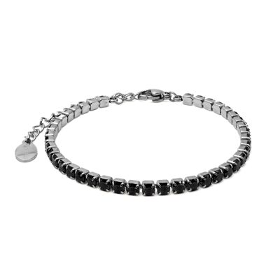 Steel bracelet - black spinel imitation zircons