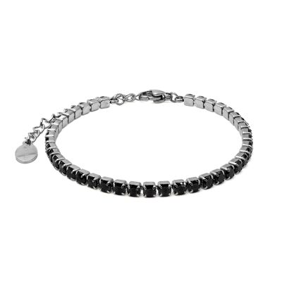 Pulsera de acero - espinela negra imitación circonitas