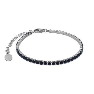 Steel bracelet - imitation sapphire round faceted