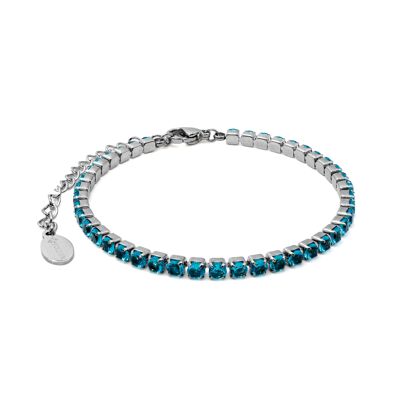 Steel bracelet - round imitation aquamarine