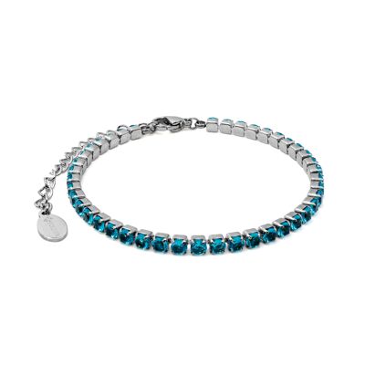 Bracelet en acier - imitation aigue marine ronds