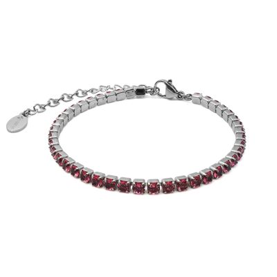 Bracelet en acier - imitation topaze rose ronds