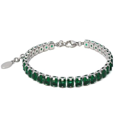 Bracciale in acciaio - imitazione di smeraldo sfaccettato verde