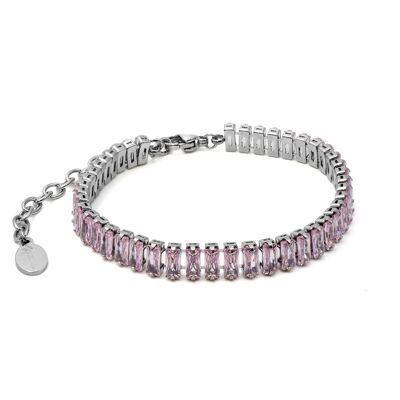 Steel bracelet - faceted pink zircons