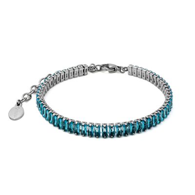 Steel bracelet - imitation faceted aquamarine
