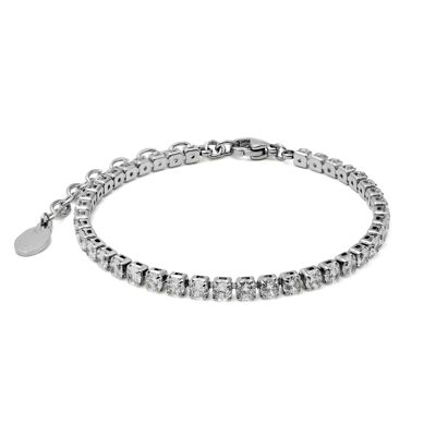 Steel bracelet - faceted square zircons