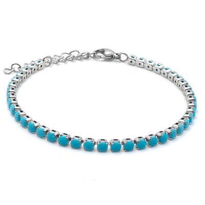 Steel bracelet - faceted turquoise imitation stone