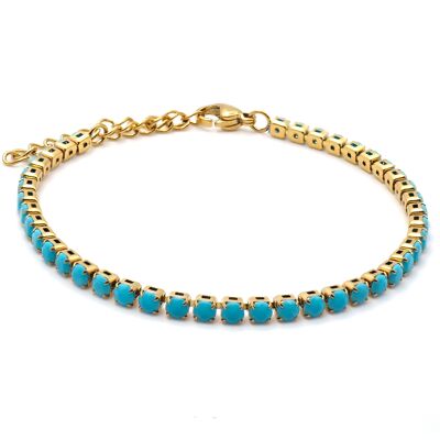 Bracelet en acier - PVD doré - pierre imitation turquoise