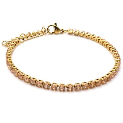 Steel bracelet - gold PVD - champagne zircons