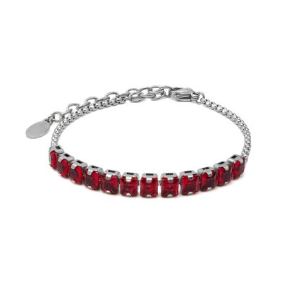 Steel bracelet - faceted round white zircons