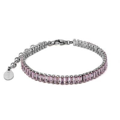 Steel bracelet - faceted pink zircons
