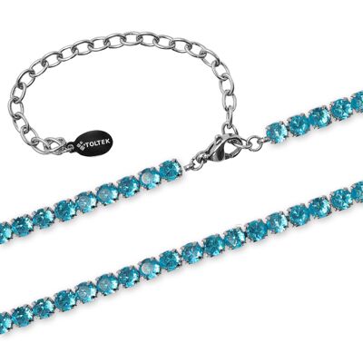 Steel necklace - imitation faceted aquamarine