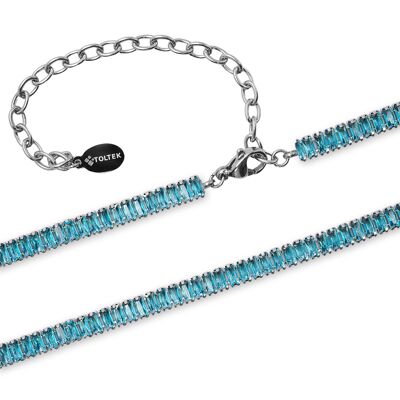 Steel necklace - imitation aquamarine