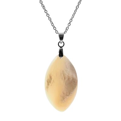 Collier en acier - nacre blanche