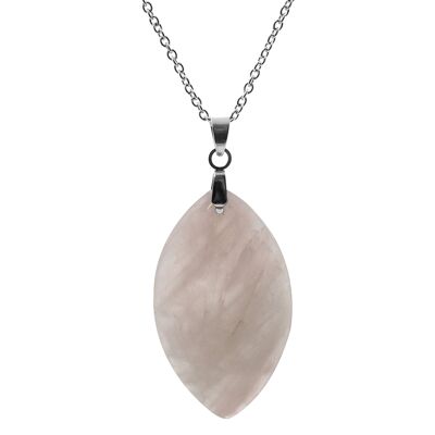 Steel necklace - rose quartz