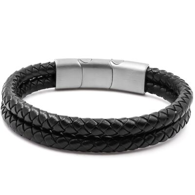 Imitation leather steel bracelet